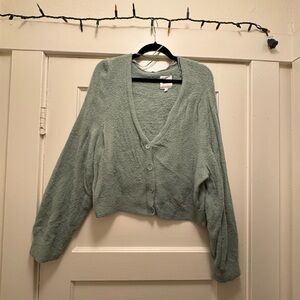 Aerie Fuzzy Cropped Cardigan